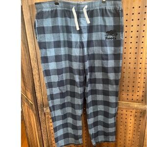 Roots Canada Flannel Pajama Pants Mens XL Blue  Plaid